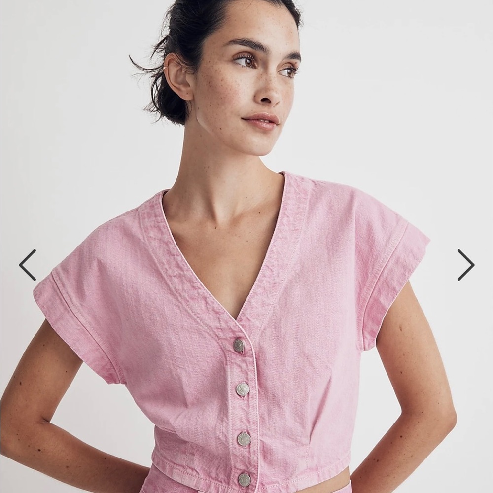 Madewell Denim Cap Sleeve Crop Top